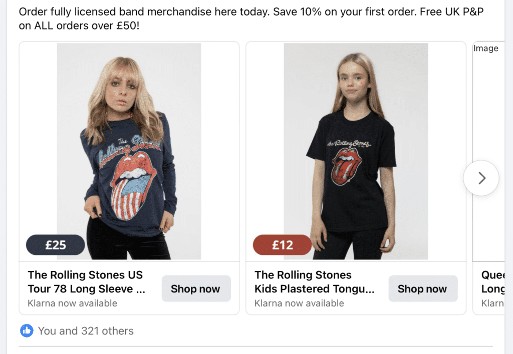An Example of a Facebook Carousel Ad for Ecommerce Sales